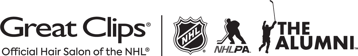 Logos of Great Clips, NHL, NHLPA and NHL Alumni Association